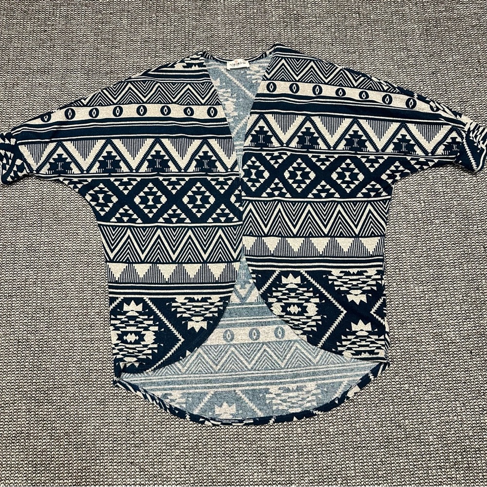 The Zigzag Stripe Southwestern Patterned Open Cardigan